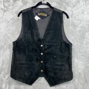 Don't Stop Leather Vest Men Medium Black Suede Cowboy Western Southwest Vintage